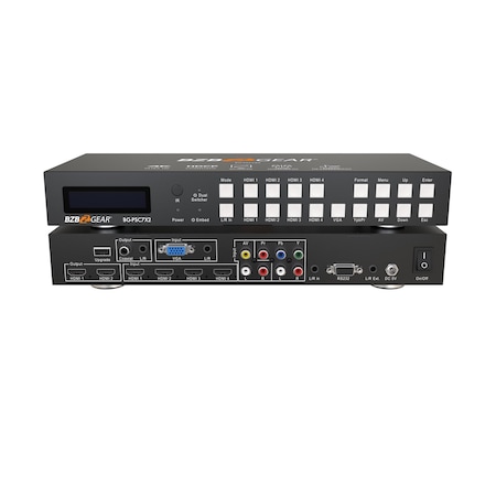 Bzbgear 7x2 4K UHD Presentation Switcher Scaler w/HDMI/VGA/Component/Composite Video & Audio BG-PSC7X2